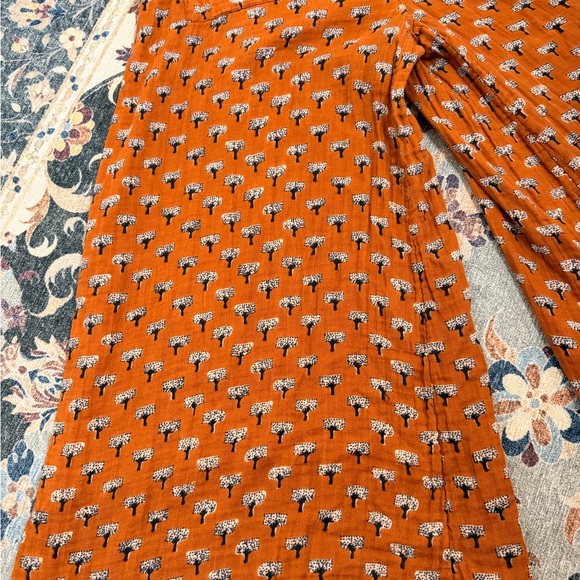 NATURAL LIFE DAKOTA TIE GAUZE OVERALL WIDE LEG JUMPSUIT- RUST TREE PRINT large - Picture 7 of 7